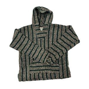 Baja Joe Drug Rug Hoodie Striped Pullover Woven Skater Indie Men’s Size Medium